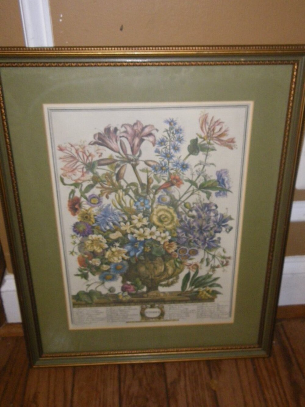 Vintage Victorian Floral Arrangement w/ Numbered Labels Art Engraving Print